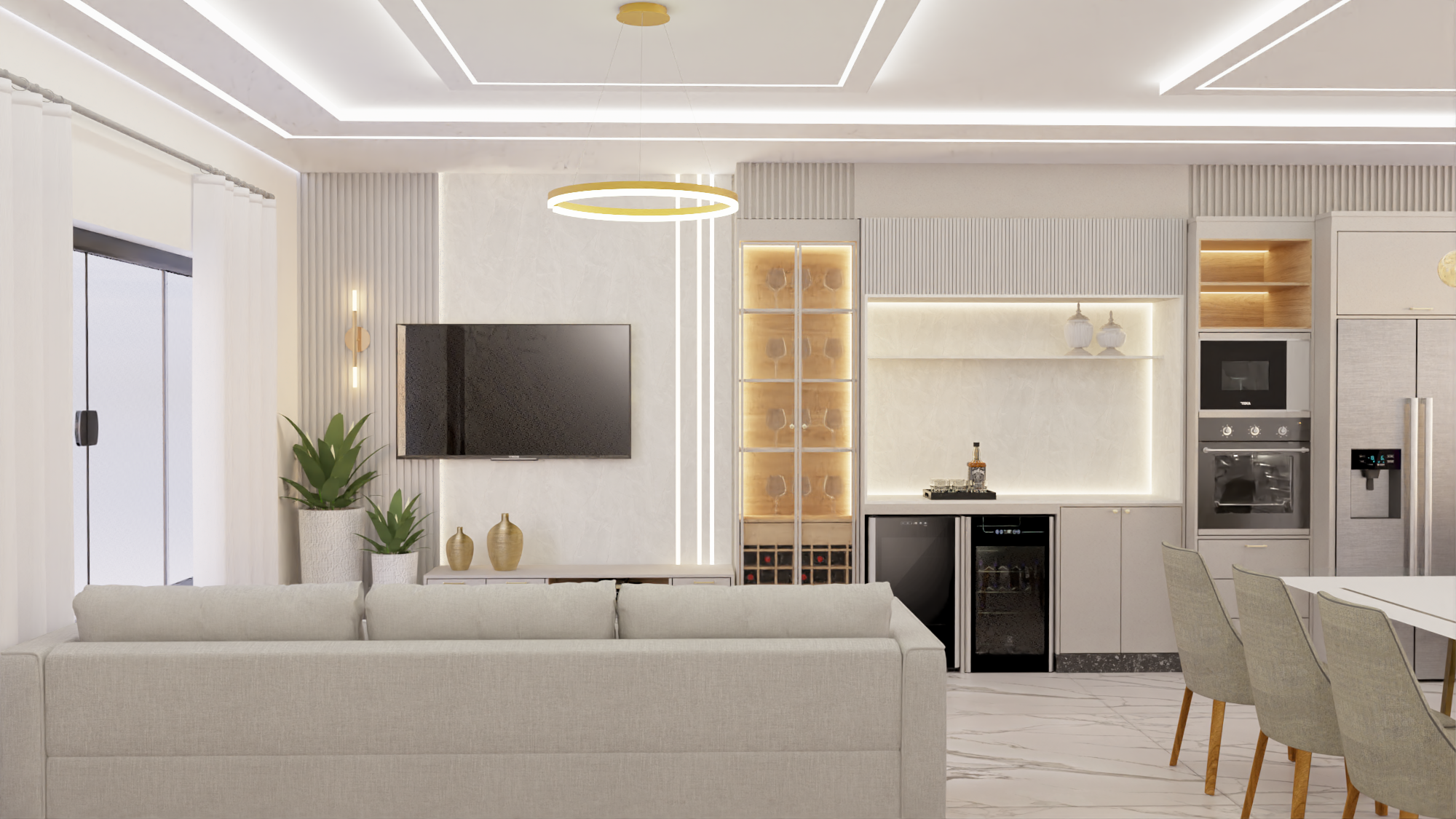 Sala con muebles a medida